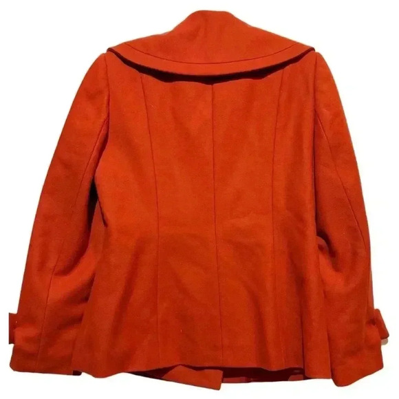 Antonio Melani Women's Orange Wool Blend Pea Coat Size 6 Winter Quiet Luxury - Picture 4 of 10
